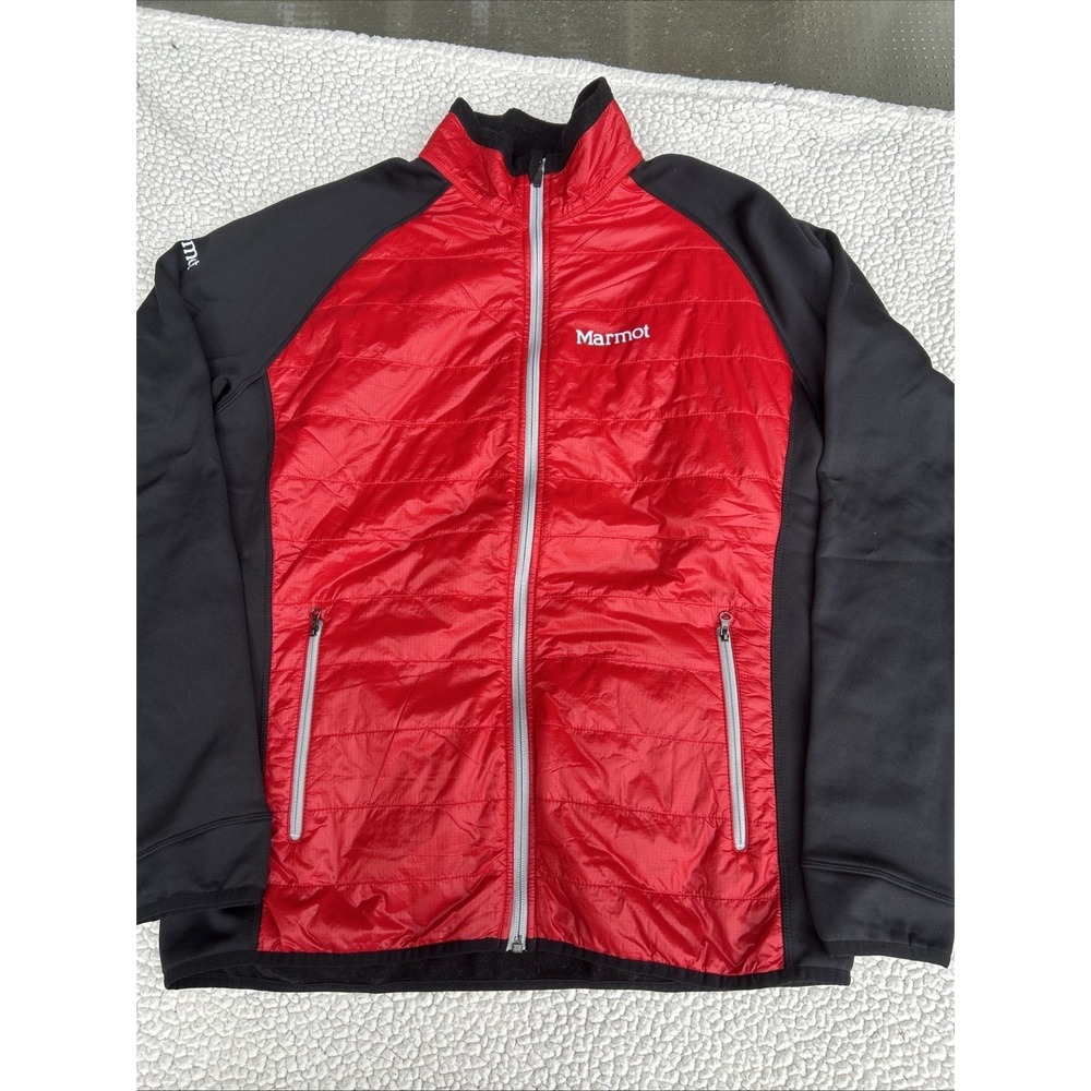 Marmot Mens Polartec Hybrid Insulated Fleece Jacket Red Black Full Zip Large